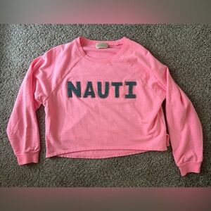 Judith March Hot Pink 'Nauti' Sweater Long Sleeve Cotton Women's Beach Coastal S